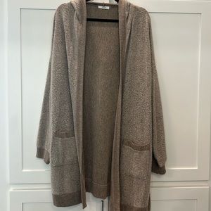 Long cardigan with hood